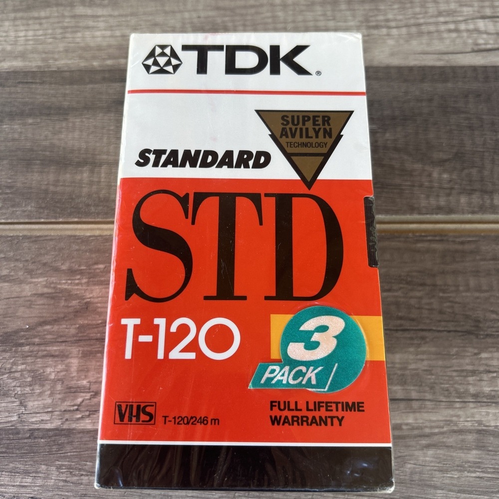 Sealed TDK Standard 6 Hour T-120 Blank VHS‎ Video Tapes 3 Pack NEW